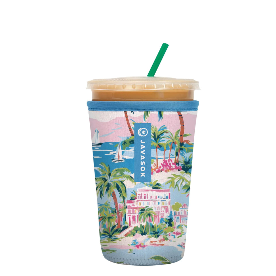 Sok It JavaSok sleeve in hand keeping iced coffee cold and hands warm.