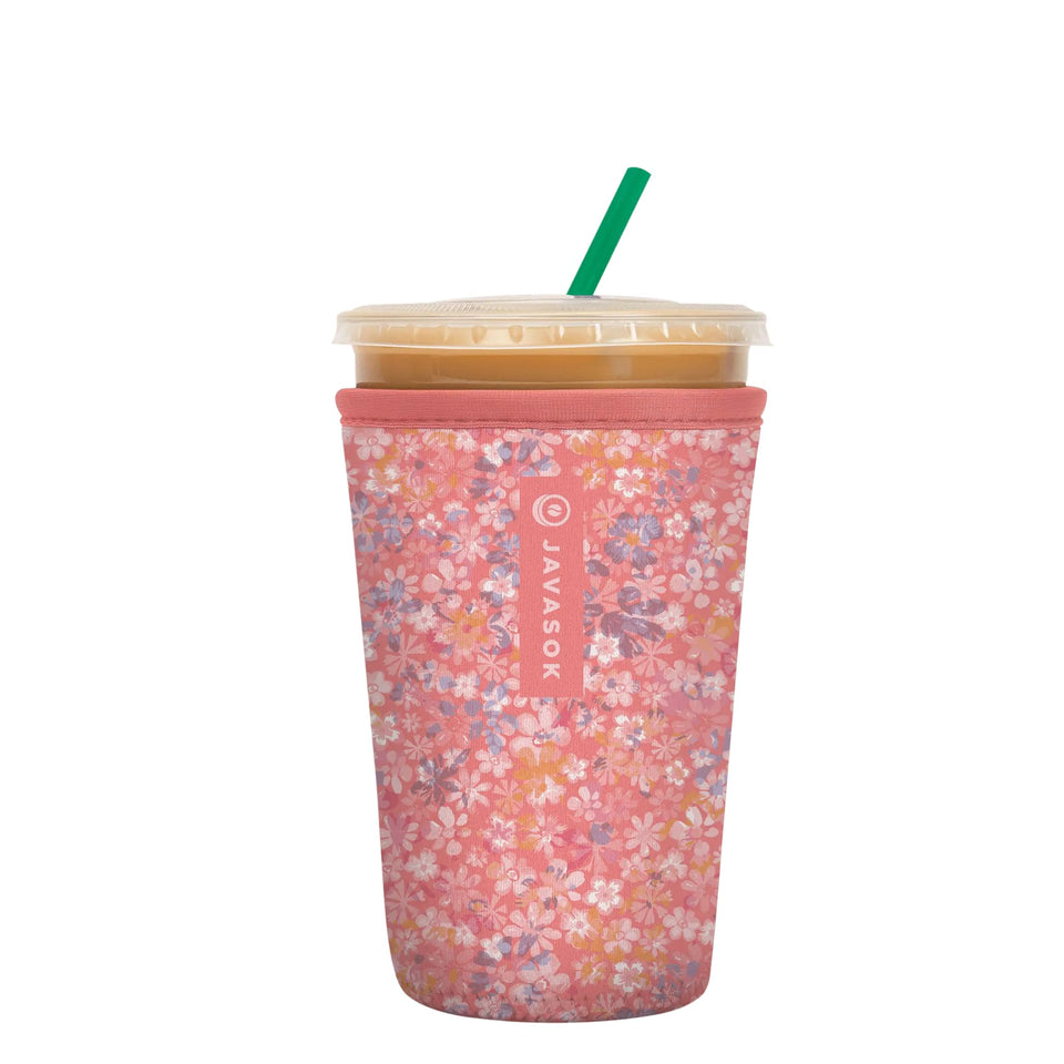 Sok It JavaSok sleeve for Blushing Blooms keeps iced drinks cold and hands dry.