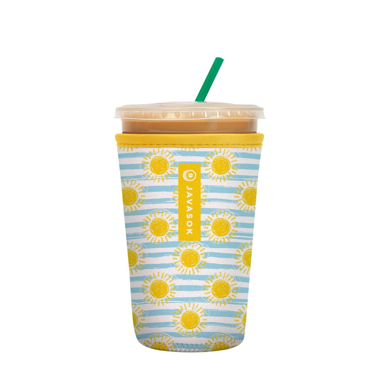 Sok It JavaSok sleeve on iced coffee showing long-lasting chill