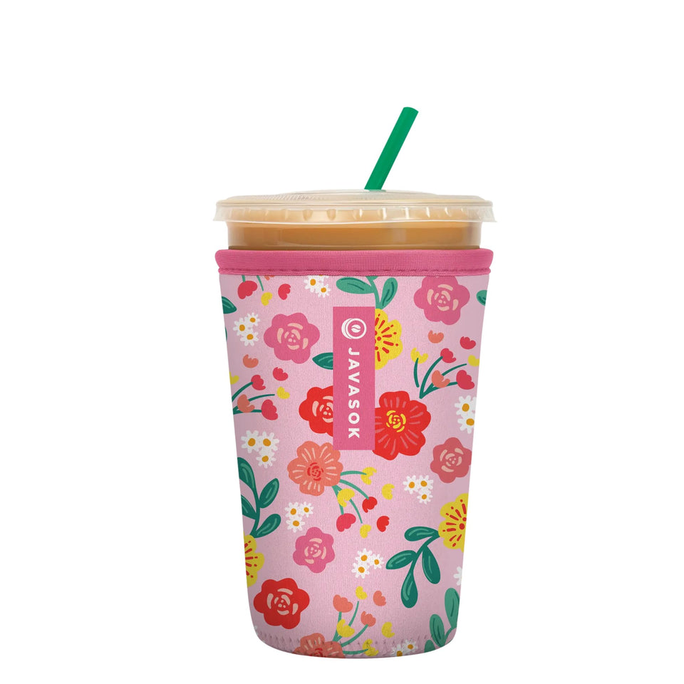 Sok It JavaSok insulated sleeve around iced coffee, keeps drink cold and hands warm.