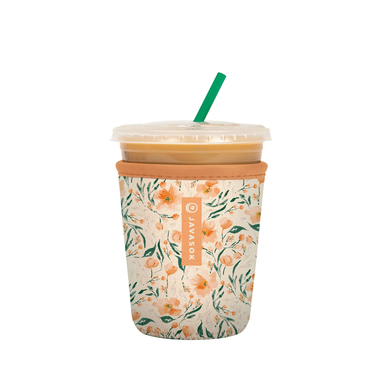 Sok It JavaSok insulated neoprene sleeve on blush blossoms 16oz keeps drinks cold