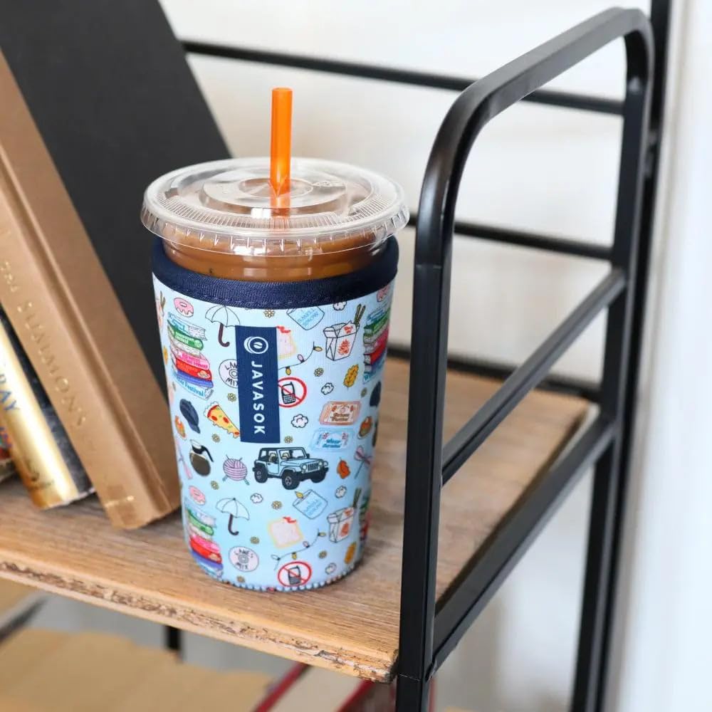 Sok It JavaSok portable sleeve tucked into purse for on-the-go sipping.