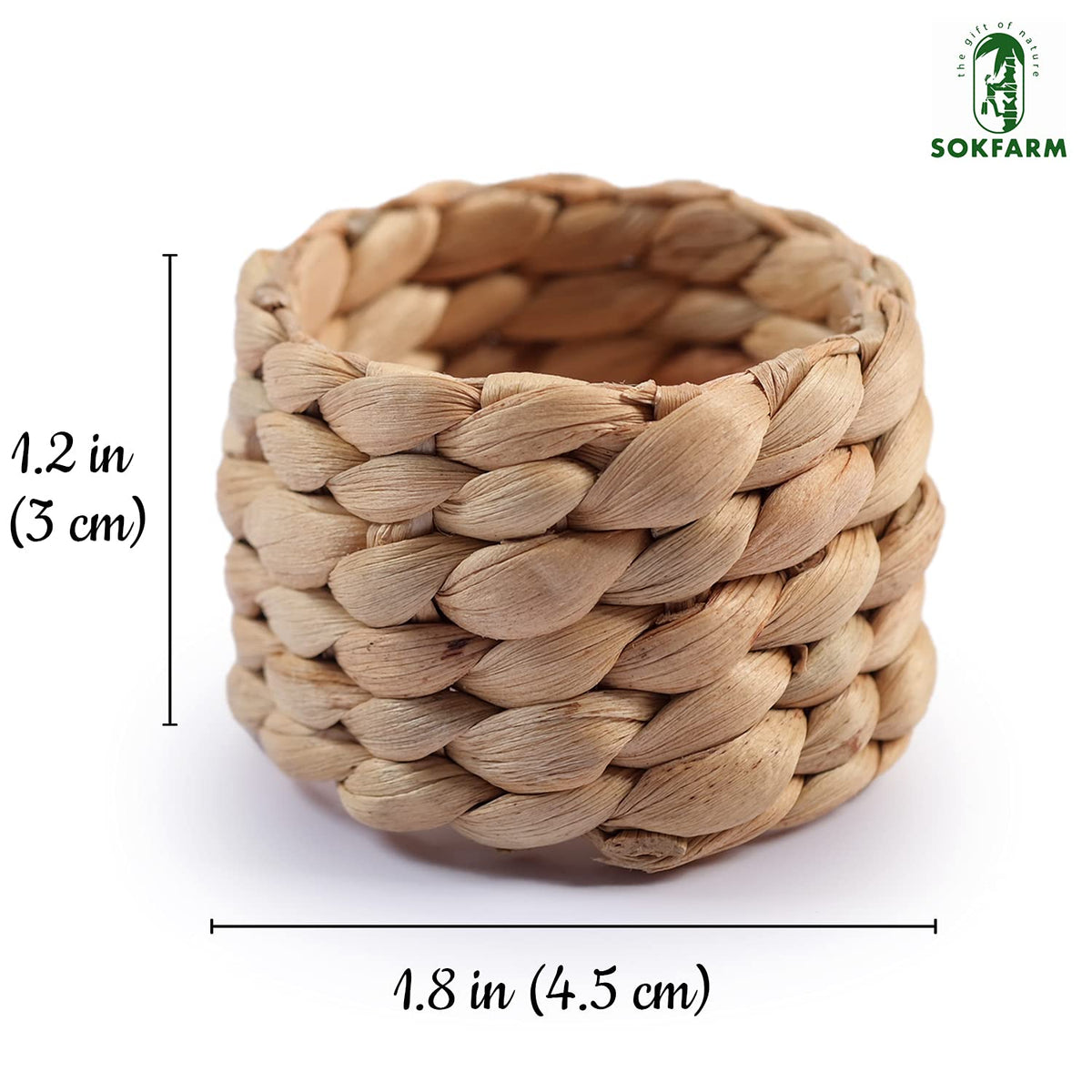 SOKFARM napkin ring set in water hyacinth adds boho Easter table charm.
