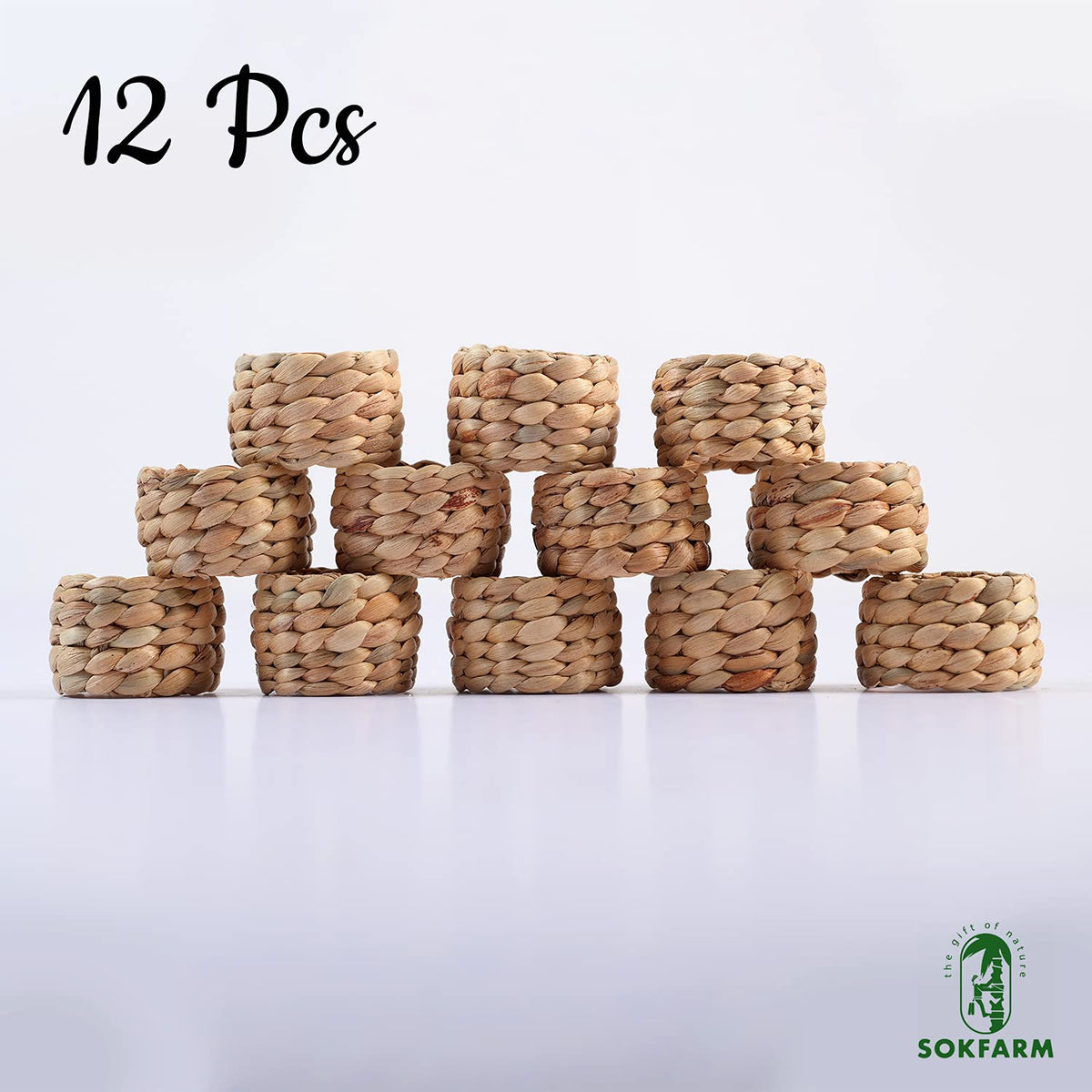 SOKFARM water hyacinth napkin ring for wedding tables with natural texture.