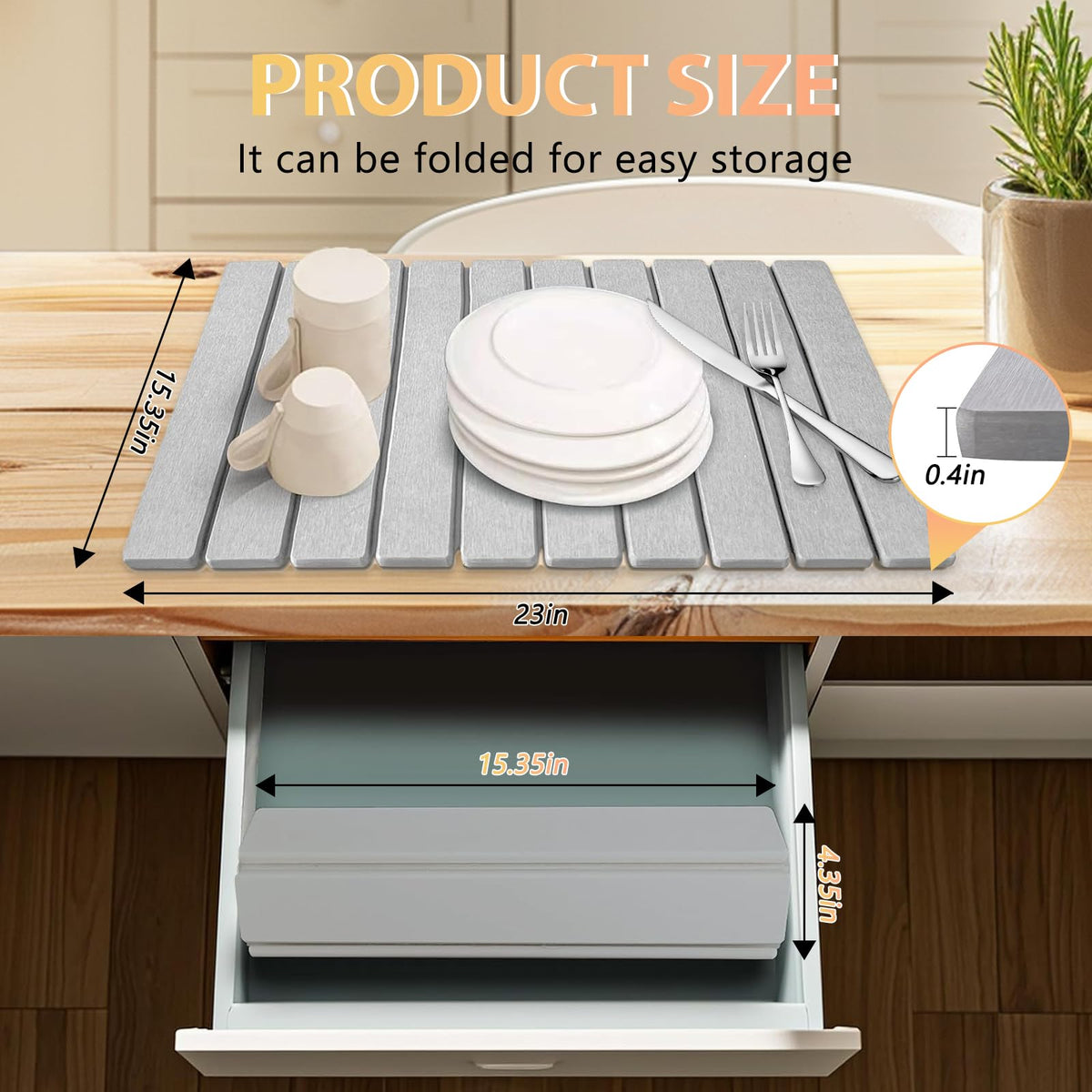 SOKINCLR quick-dry diatomaceous earth mat under dishes for fast moisture evaporation