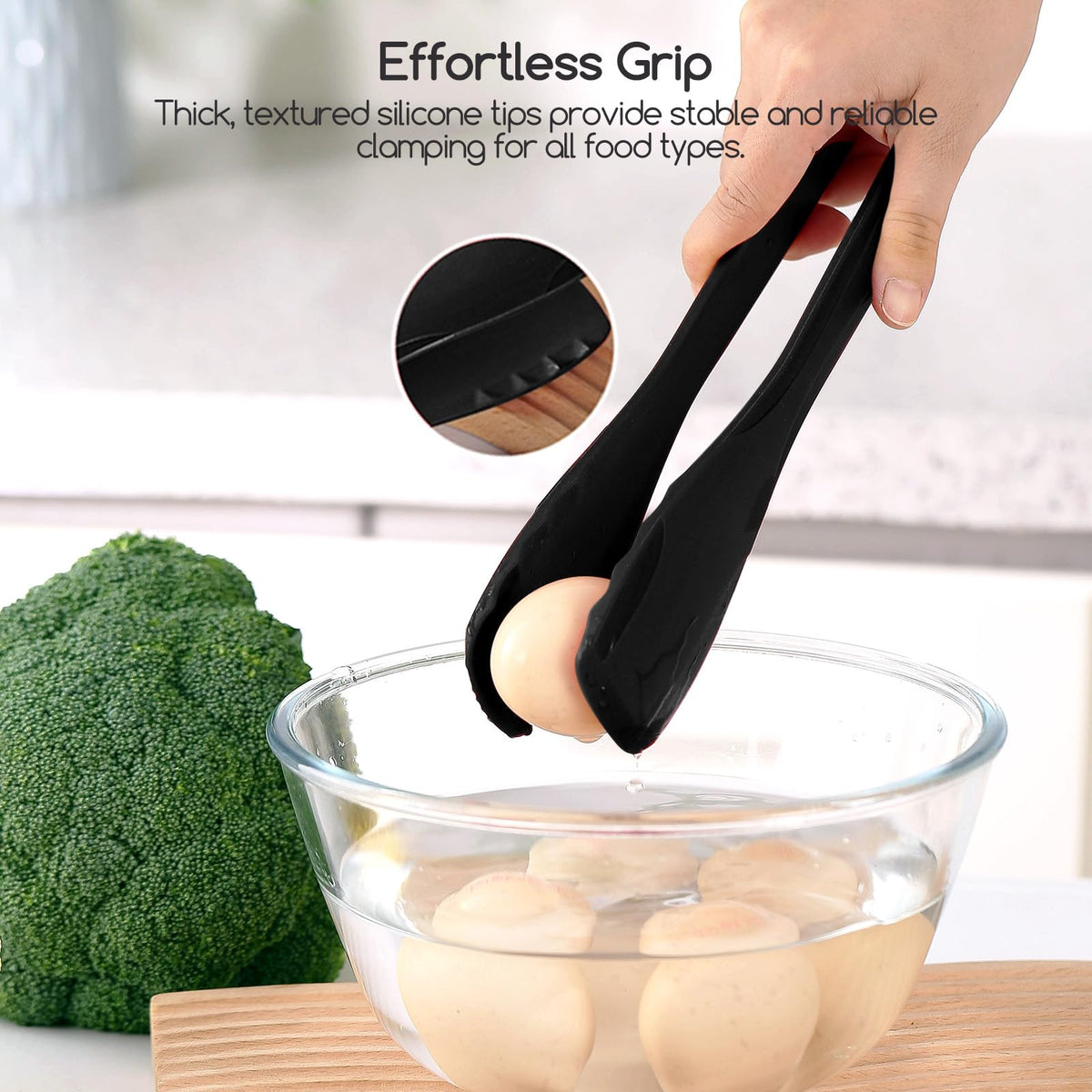SOLEADER 11-inch silicone tongs heat-resistant tips handle heat up to 230°C safely.