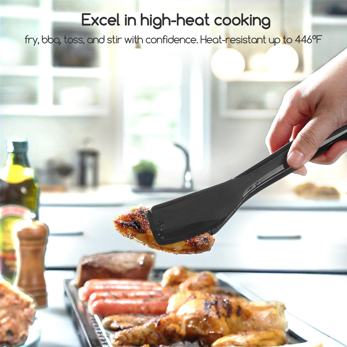 SOLEADER anti-slip silicone tips securely grip noodles and delicate foods.