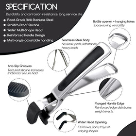 Soleader Plate Gripper dual-unit system balances heavy cookware for stable lifting.