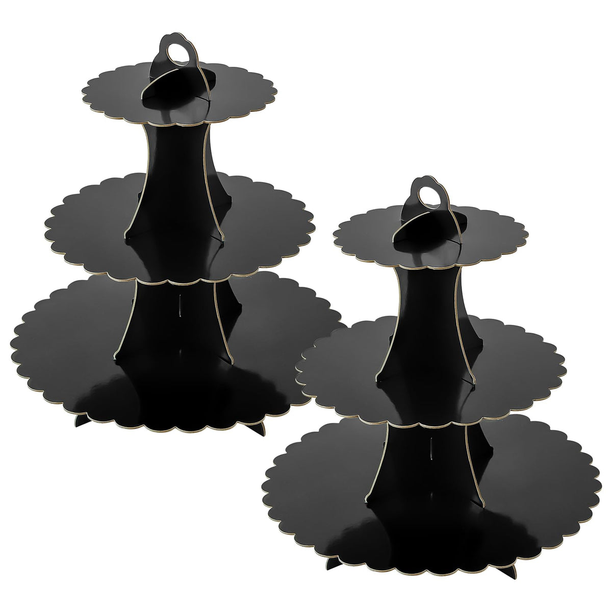 Soleebee 3-tier cupcake stand in black displaying cupcakes