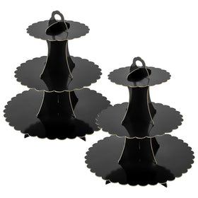 Soleebee 3-tier cupcake stand in black displaying cupcakes