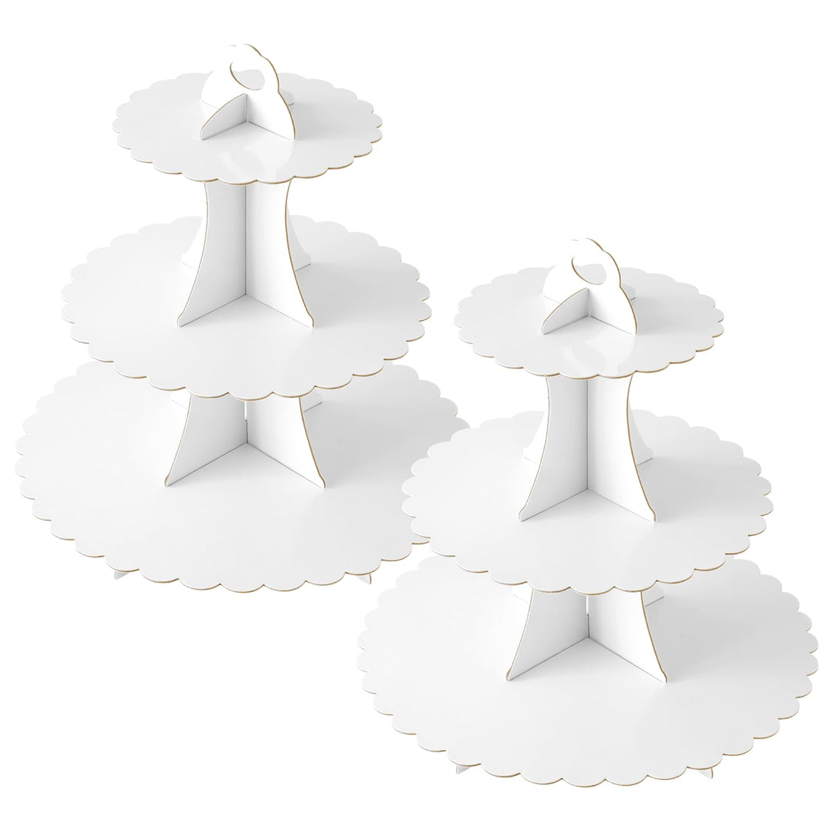 Soleebee 3-tier cupcake stand white top view for an elegant dessert display.