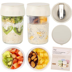 SOLIGT 2-pack overnight oats containers with lids for portable meal prep.