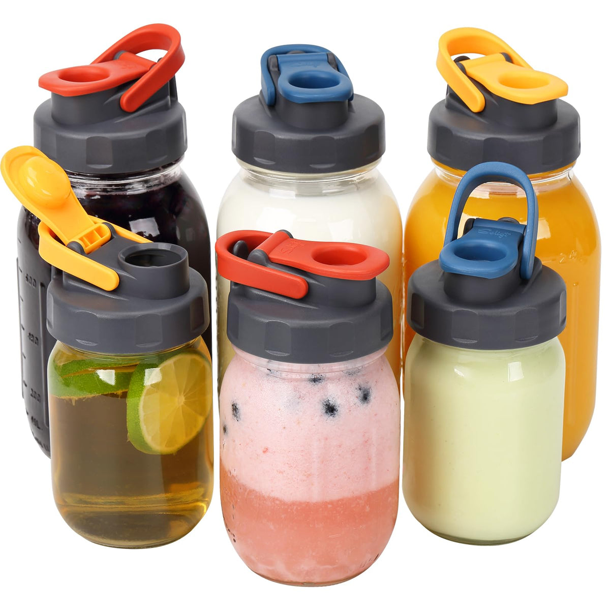 SOLIGT regular-mouth blue lid for Ball jars with reliable seal and pour spout
