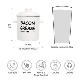 SOLIGT bacon fat keeper with lid and knob adds farmhouse charm while storing grease.