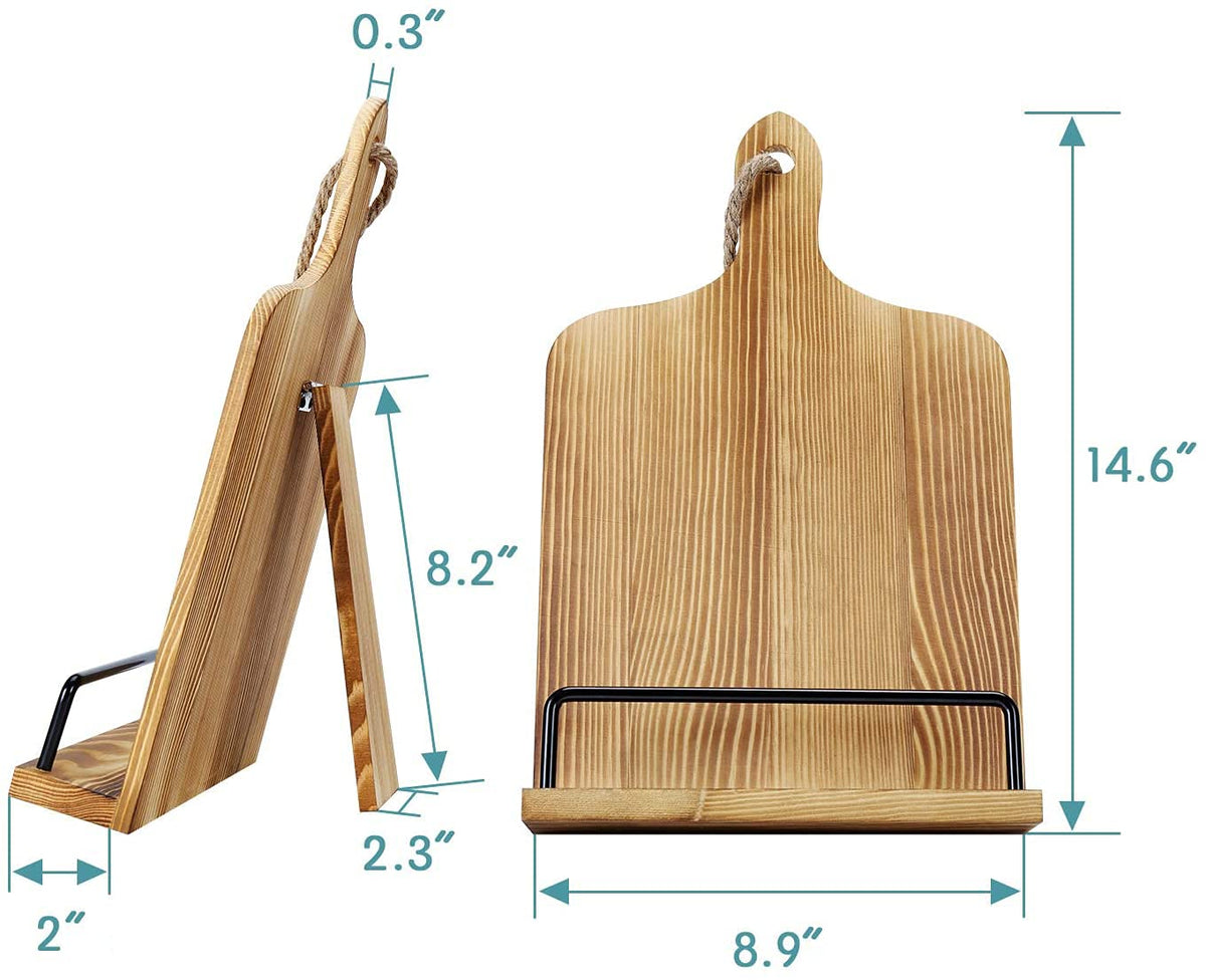 SOLIGT cookbook stand measures 14.6 by 8.9 inches for roomy support.