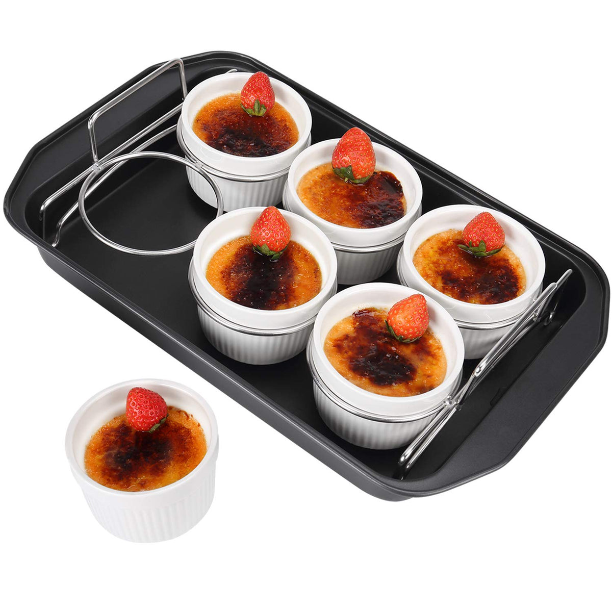 SOLIGT creme brulee making set with six six-ounce ramekins for precise servings