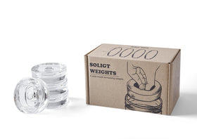 SOLIGT glass weights are dishwasher-safe and reusable for multiple batches.