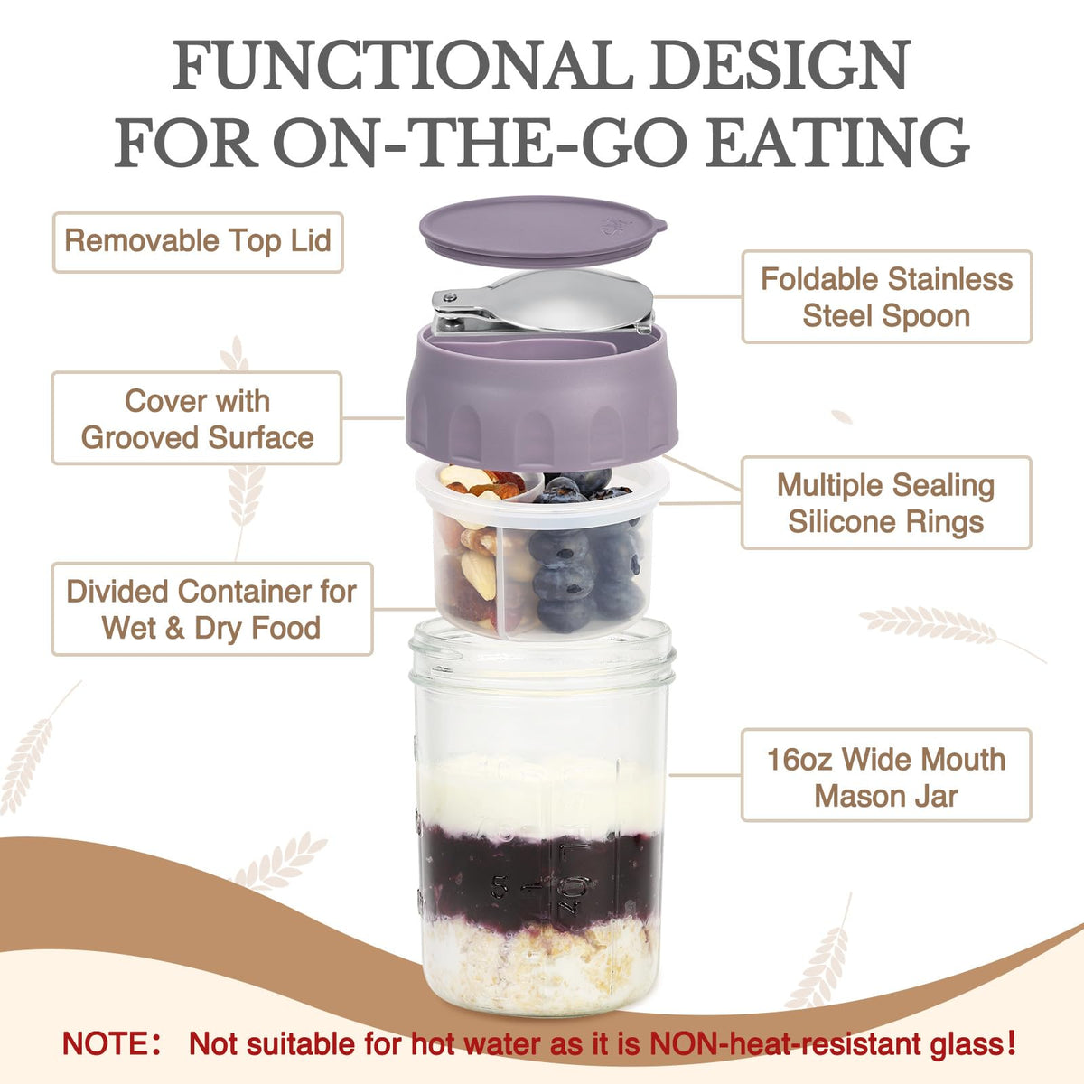 SOLIGT divided container keeps fruits and nuts separate for fresh toppings.
