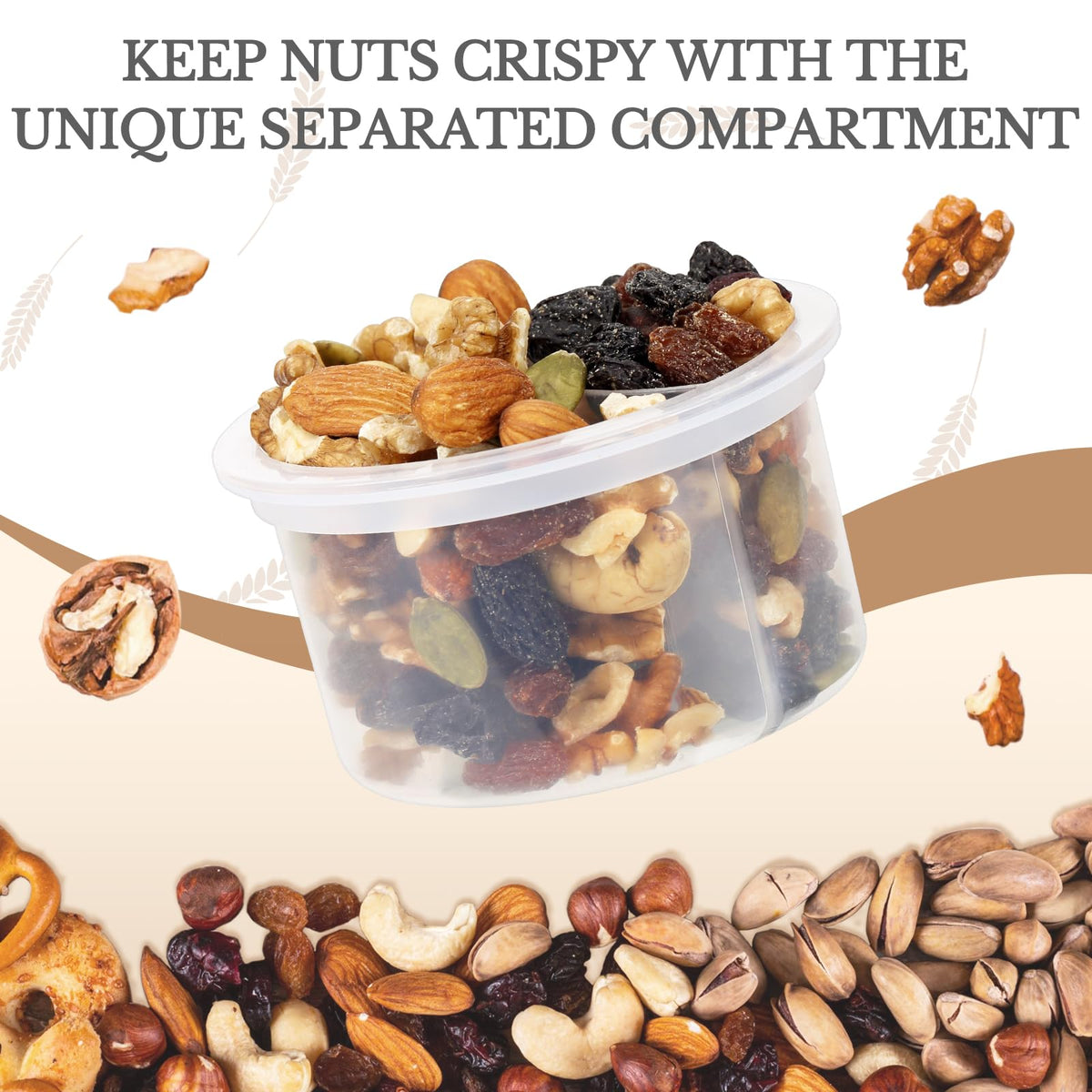SOLIGT divided container keeps fruit and nuts fresh