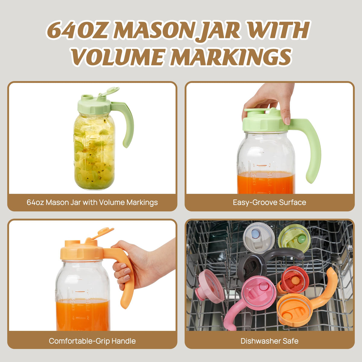 SOLIGT mason jar designed for easy cleaning by hand or dishwasher.