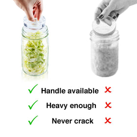 SOLIGT easy grip weights fit most wide-mouth jars for flexible use in fermentation.