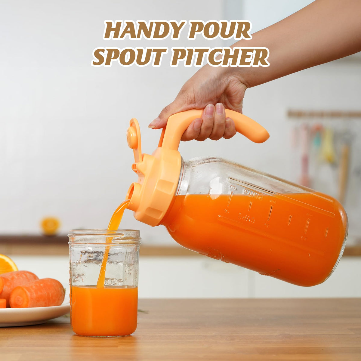 SOLIGT pour spout lid with handle enables one-handed pouring.