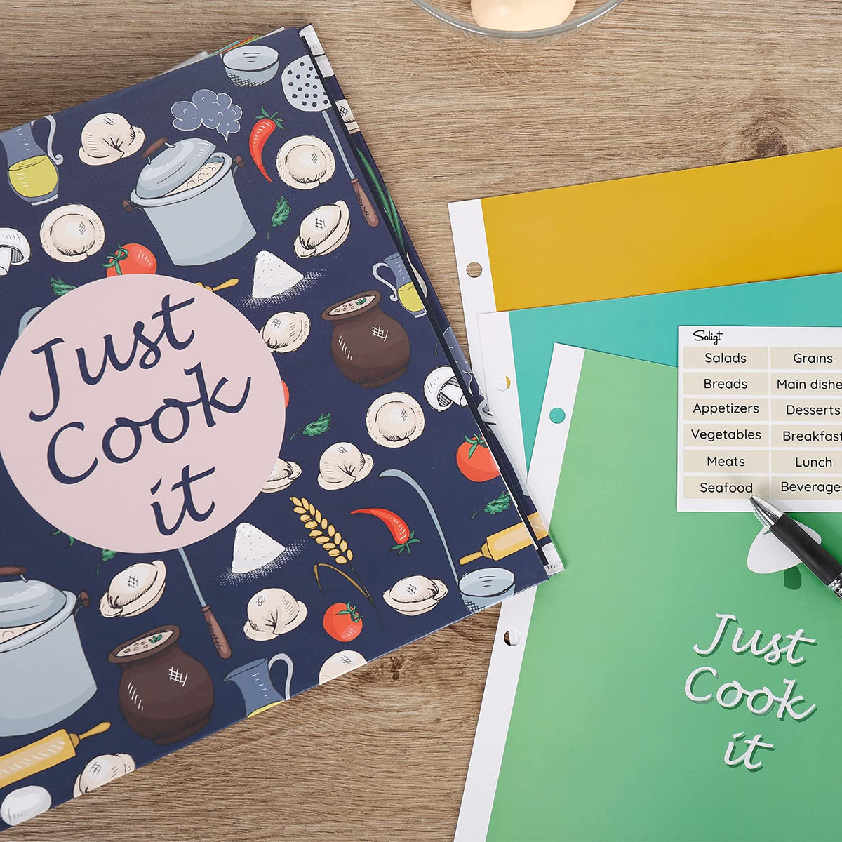 SOLIGT Recipe Binder Kit templates simplify printing full-page and card formats.