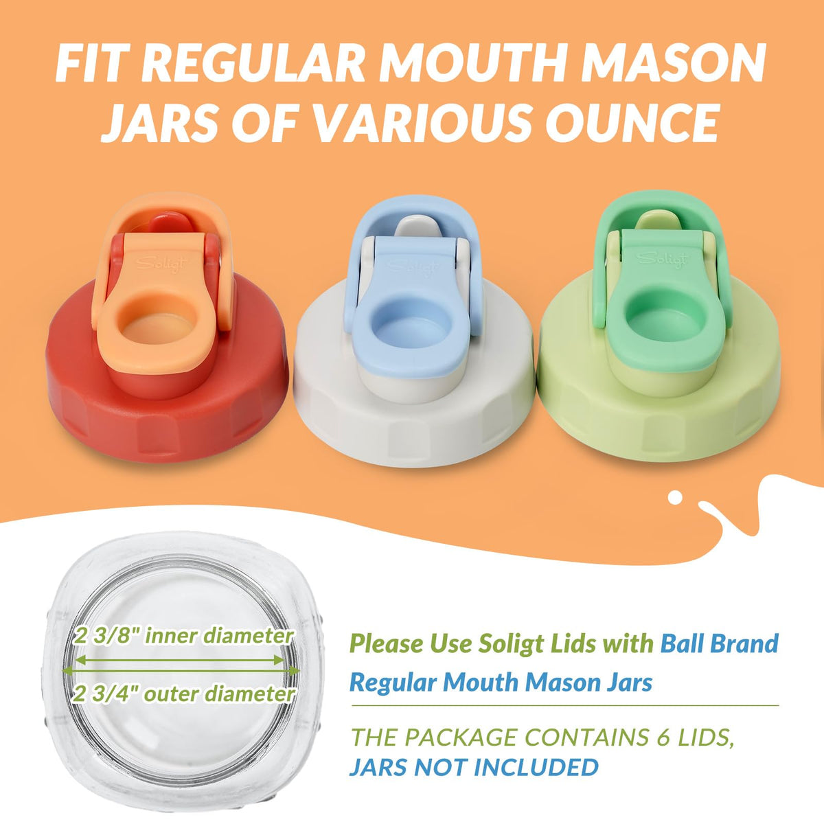 SOLIGT light-green regular-mouth lid with pour spout for versatile dressings