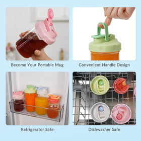 SOLIGT pink lid with comfortable handle for one-handed carrying.