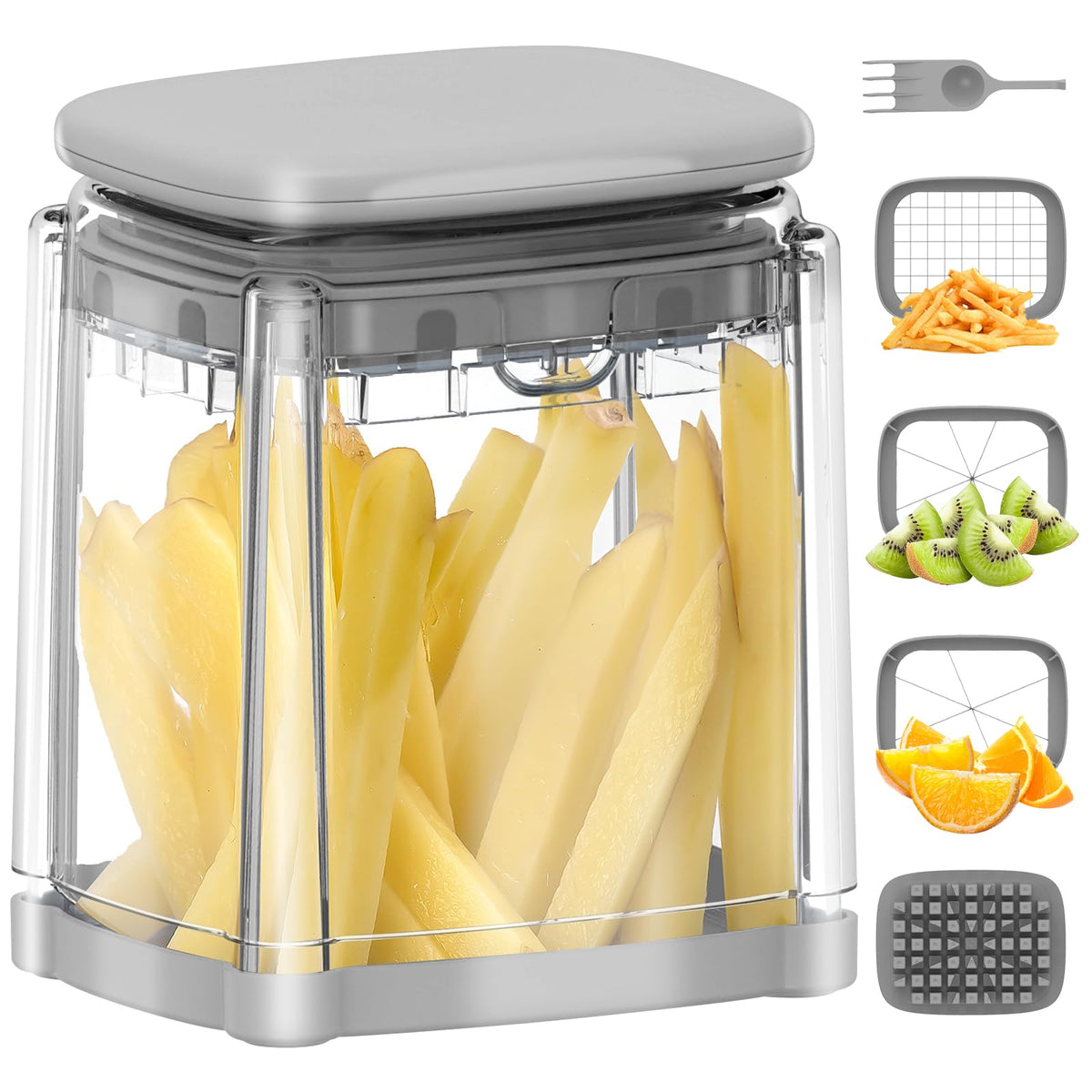 Solucky French Fry Cutter top view shows compact design for quick fries.