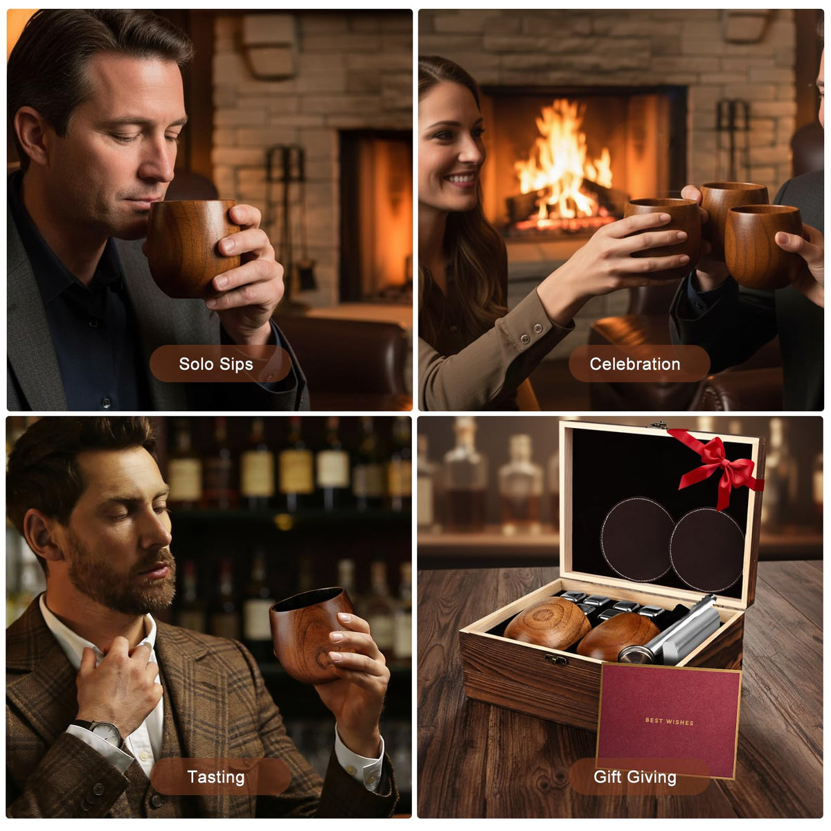 Solunvia 17-piece gift set boxed for premium whiskey gifting.