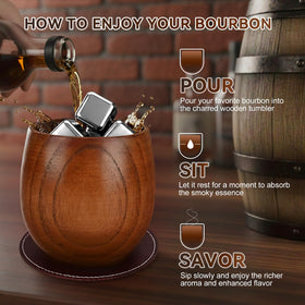 Solunvia leather coasters and hip flask accompanying the gift set.
