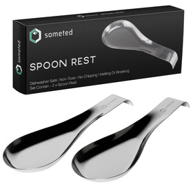 SOMETED spoon rest set in brushed finish helps keep counters clean.