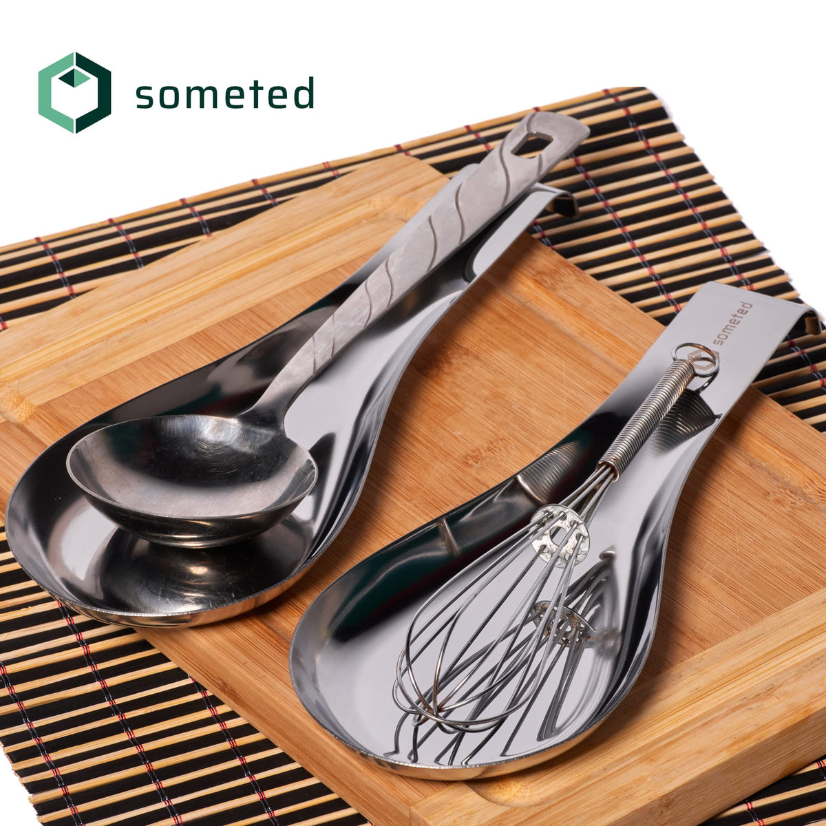 SOMETED stainless steel spatula ladle holder keeps utensils organized and dry.