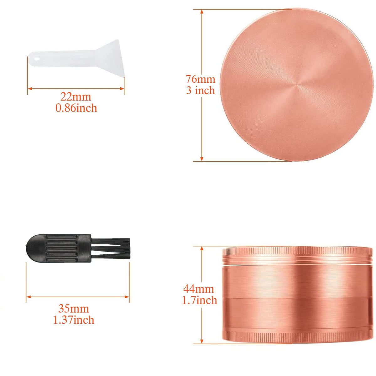 SON4SUN grinder rose gold 3in in-use angle showing simple disassembly and cleaning