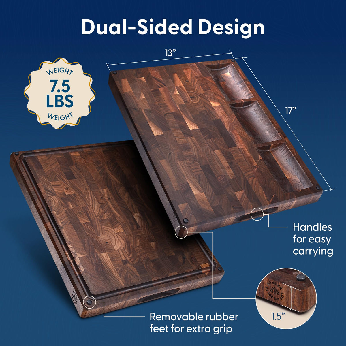 Sonder Los Angeles Alfred cutting board non-slip feet keep stability during prep.