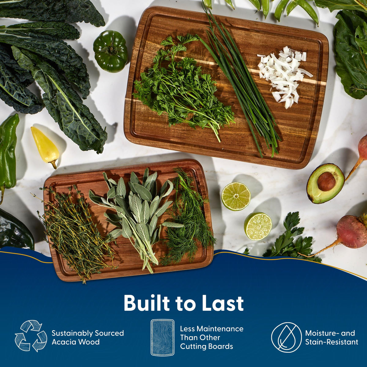 Sonder Los Angeles cutting boards keep countertops cleaner during juicy meal prep.