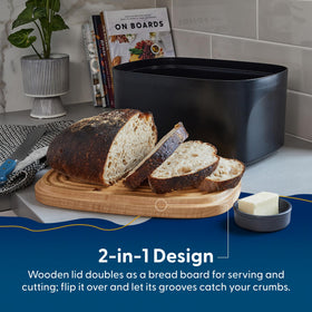 Sonder Los Angeles Union bread box cutting-board lid ready for slicing