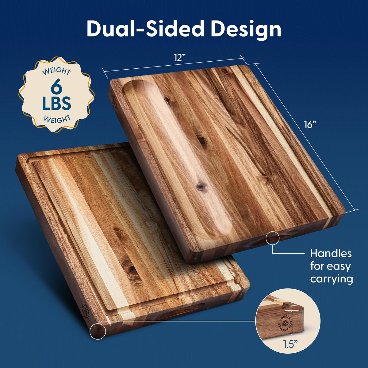 Sonder Los Angeles Winsome Acacia cutting board edge grain closeup highlights durability and stain resistance