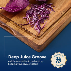 Sonder Los Angeles Winsome Acacia cutting board juice groove keeps countertops clean during prep