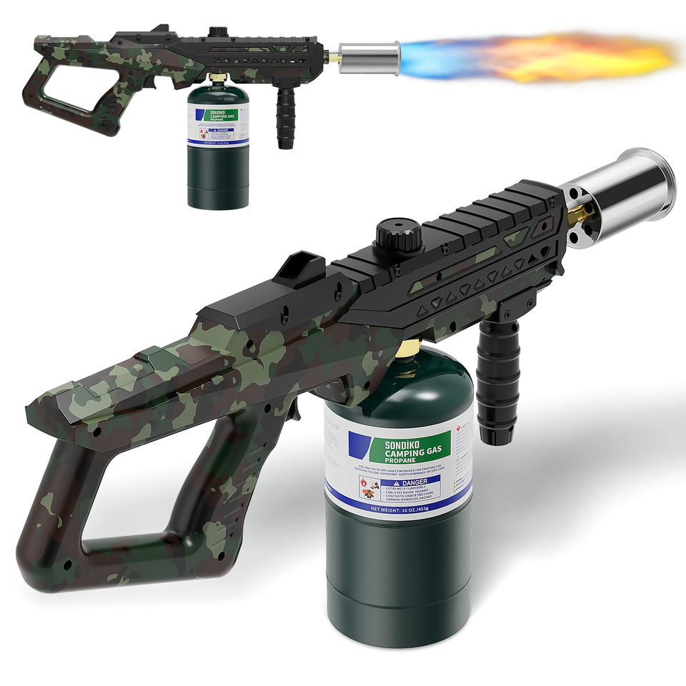 Sondiko cooking torch front view with angled nozzle for precise control.