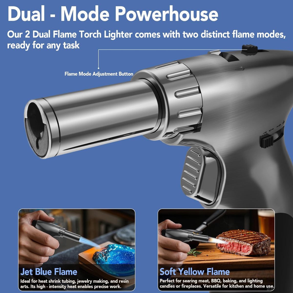 Sondiko torch with continuous flame lock for hands-free cooking tasks