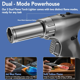 Sondiko torch with continuous flame lock for hands-free cooking tasks