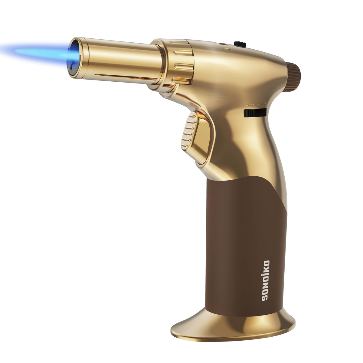 Sondiko dual-style torch in gold for versatile kitchen caramelization.