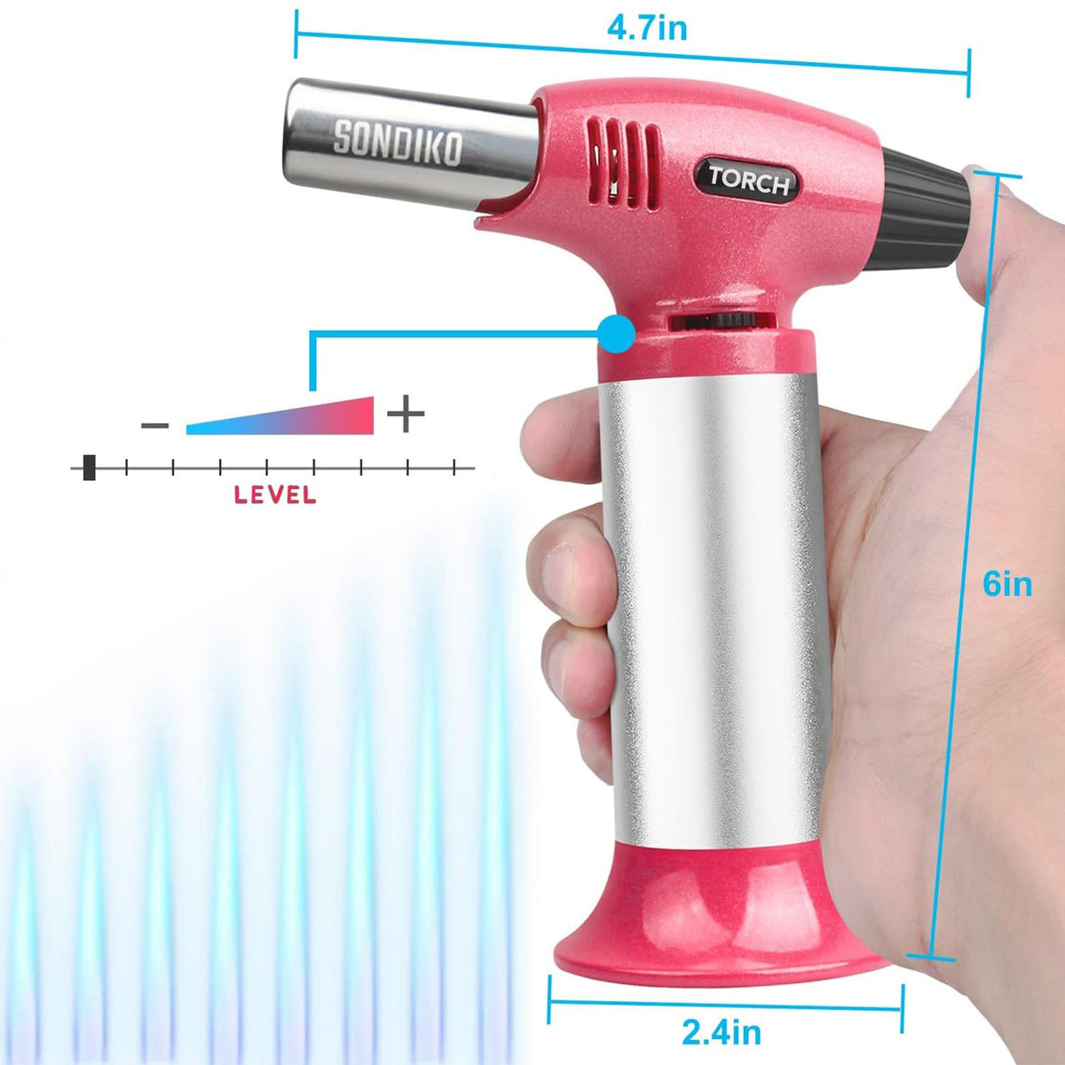 Sondiko PS400 torch adjustable flame in use for versatile cooking.