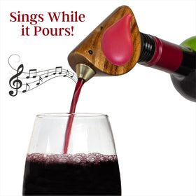 Songbird Specialties acacia wood pourer adds natural elegance to wine service