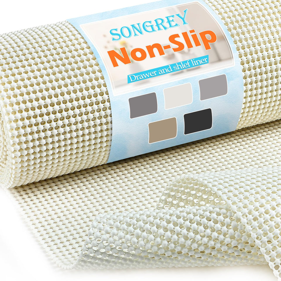 Songgrey non-adhesive liner cream flat view protects cabinet surfaces