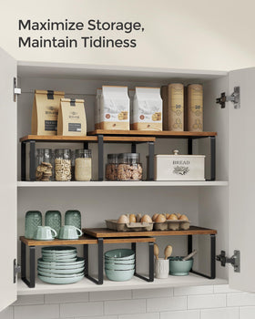 Songmics durable shelf with engineered wood and metal frame for reliable storage.