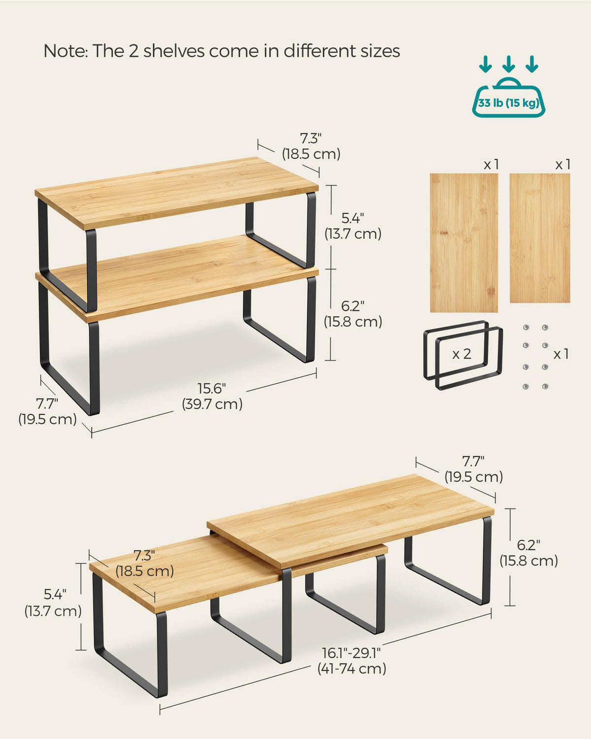 Songmics adjustable stack system lets you customize spacing