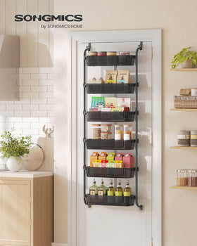 SONGMICS adjustable tall baskets showcasing flexible height for items